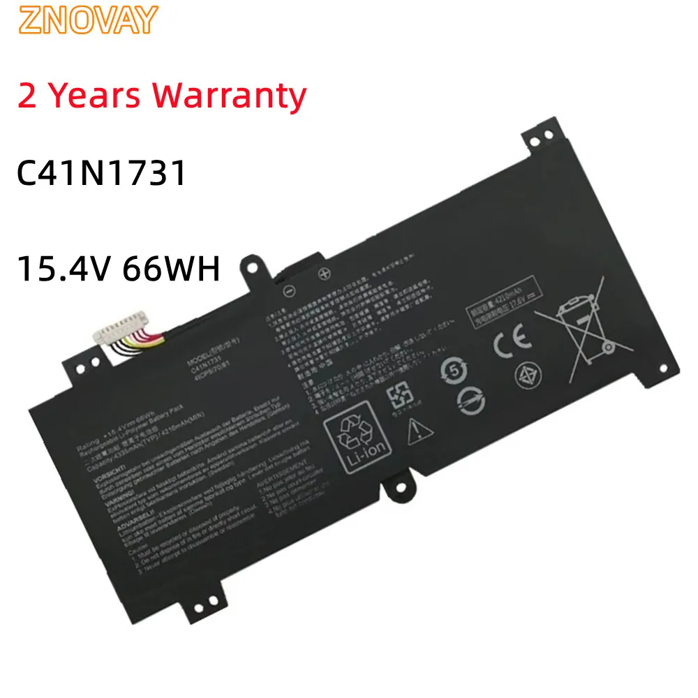 

ZNOVAY C41N1731 C41N1731-2 Laptop Battery For ASUS ROG Strix Gl704 GL504GM GL504GW GL504GS G515GV GL704GM 15.4V 66Wh