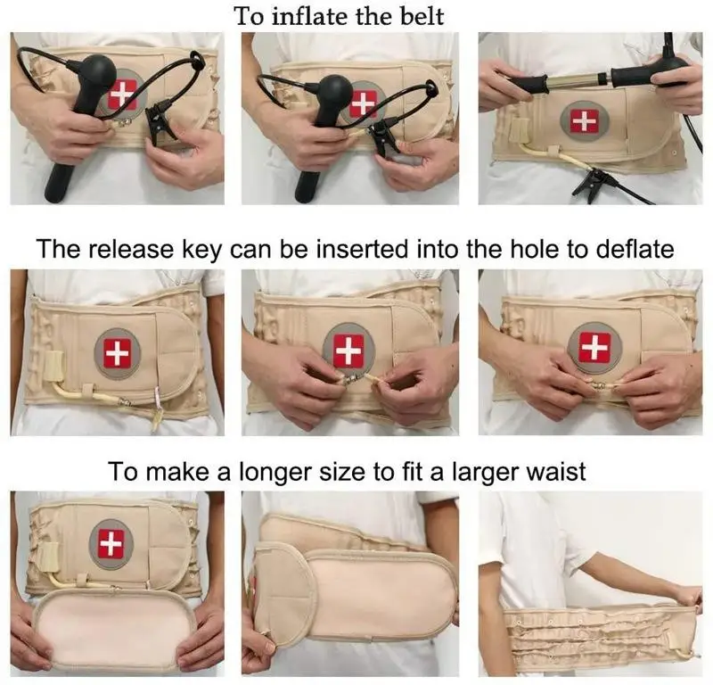 Adjustable Lumbar Support Belt, Comfortable Back Strap with Body Stretch Design for Daily Wear Free Air Pump