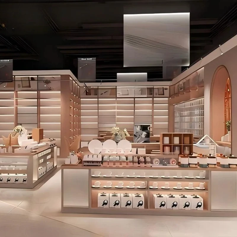 ONI Shopfitting Large Supermarket Retail Store Product Display Shelf Round Multi-layer Display Shelf Wooden Wall High Cabinet