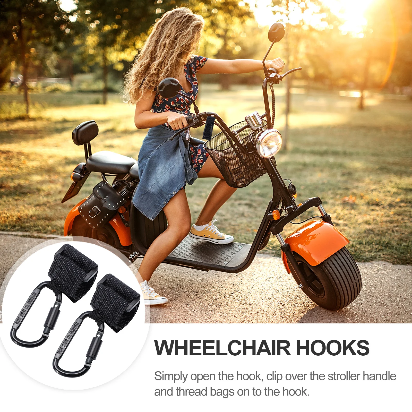 

2Pcs Electric Scooter Hooks Non-Slip Rotatable Hooks for Stroller Wheelchair Diaper Bags Nursery Bag Holder Grocery Bag Clip