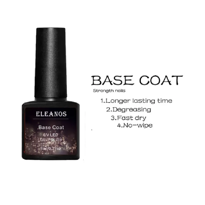 Eleanos 15ml Top Base Coat Gel Polish UV Shiny Sealer Soak off Reinforce Long Lasting Nail Art Manicure Gel Lak Varnish Primer