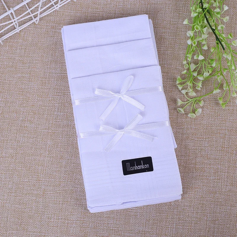 5pcs Mens White Handkerchiefs 100% Cotton Square Super Soft Washable Hanky Chest Towel Pocket Square 40x40cm