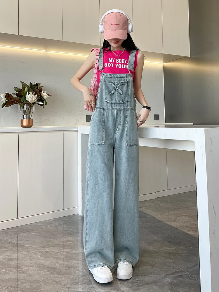 

Невозрастные широкие джинсовые комбинезоны, женские модные джинсы с высокой талией, весна-осень, утягивающий дизайн, повседневные джинсы из смеси хлопка