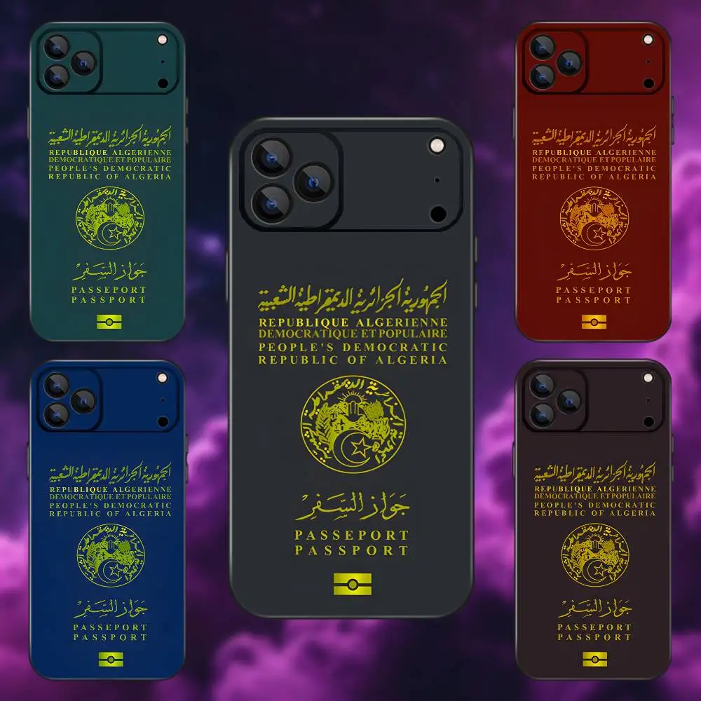 

Algerian Passport Phone Case For iPhone 17,16,15,14,13,12,Pro,Max,Plus,E,SE4,Air,Mini Black Soft Box