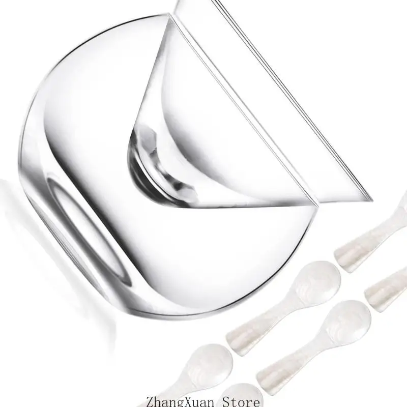 Kaviar-Serviertablett aus Glas, hitzebeständig, kältebeständig für optimale Kaviarkonservierung, 3 x – Detail 2