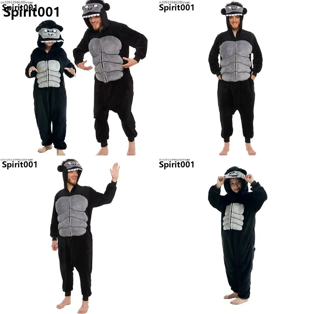 

Monkey Onesie Costume For Kids And Adults Hooded Animal Pajamas Family Matching Halloween Cosplay Blanket Sleepwear