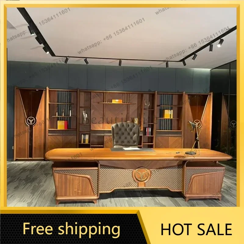 LJY Light Luxury Wooden Office Desk Executive Reception Designer Storage Computer Desks Unique Conference Schreibtisch Furniture