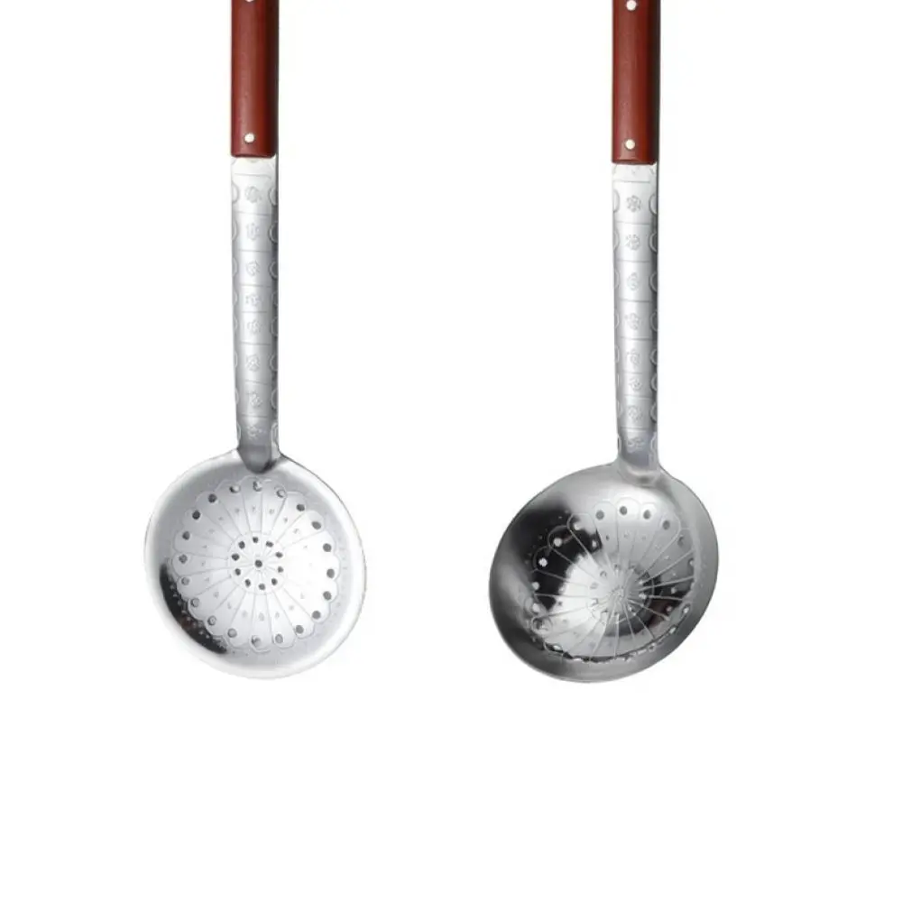 Professional Kitchenware Set Stainless Steel Cooking Utensils Wooden Handle Turner Ladle Skimmer Frying Spatula Basics