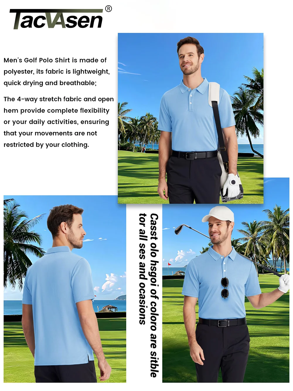TACVASEN Summer Casual T-shirts Mens Short Sleeve Polo Shirts Button Down Work Shirts Quick Dry Tee Sports Fishing Golf Pullover 5