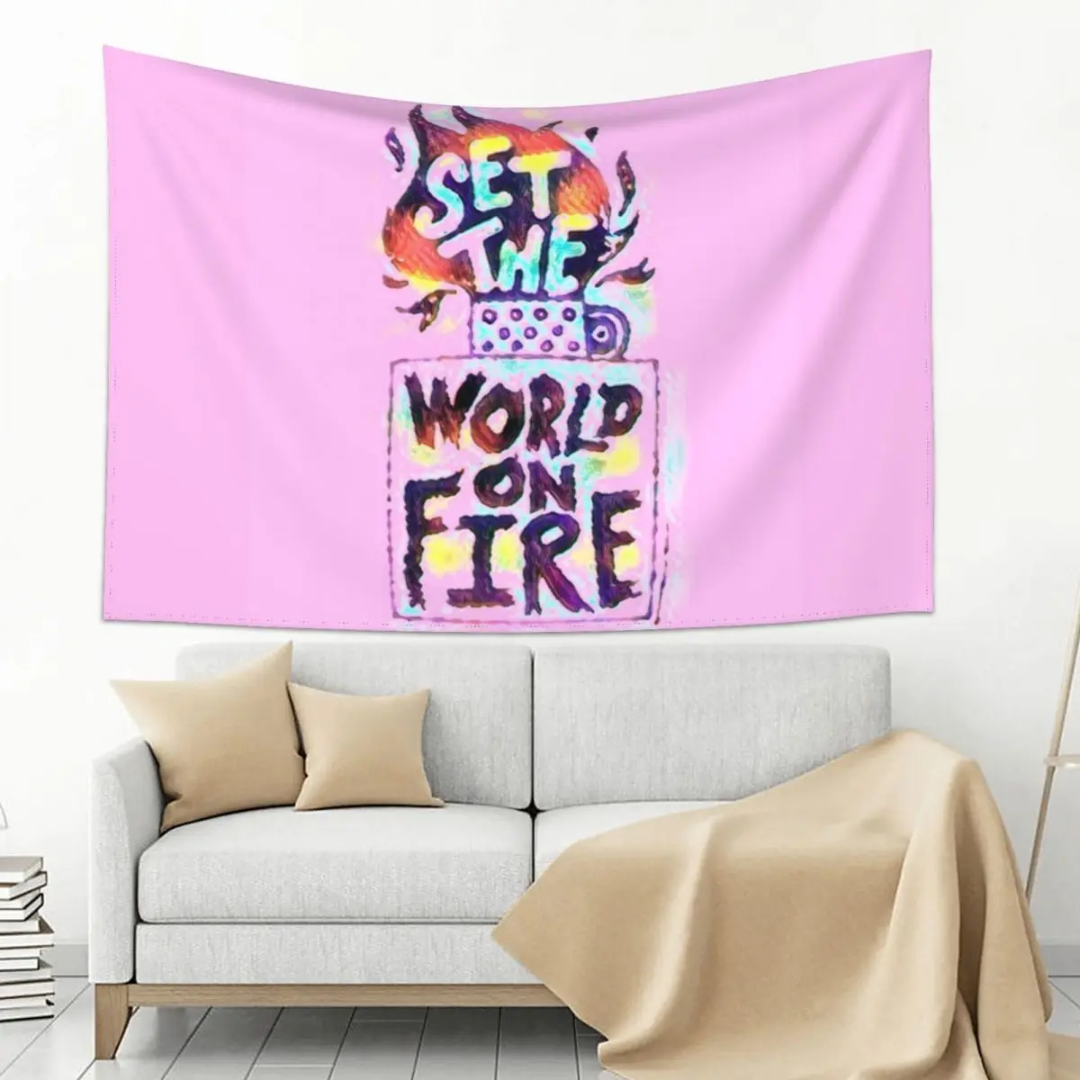 

SET THE WORLD ON FIRE - CHERRY VANILLA Tapestry Decor Home Home Decorating Home Supplies Tapestry