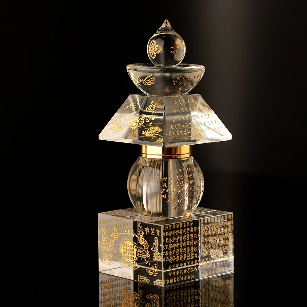 

Relic bottle transparent body relic treasure coffin printed dharani tower crystal relic pagoda decoration