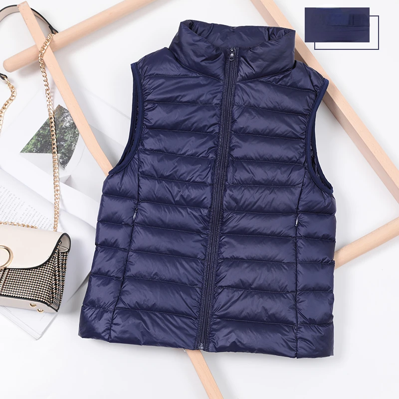 Ultra-light Women's Winter Down Jacket Sleeveless White Duck Feather Warm Waistcoat Down Vest Outerwear Coats for Woman Packable