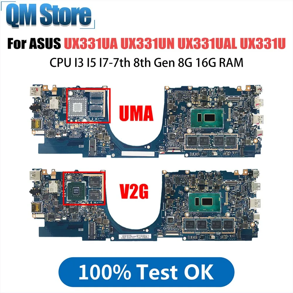 

UX331UN Laptop Motherboard For ASUS UX331 UX331U UX331UN UX331UAL Notebook Mainboard CPU I5 16G RAM V2G