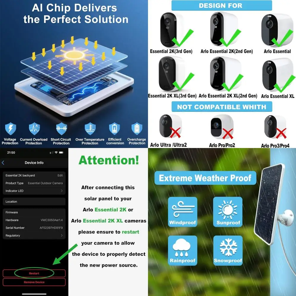 

Комплект беспроводных камер видеонаблюдения с разрешением 2K, 360° ° Крепление, 2 шт., кабели USB и Type-C в комплекте