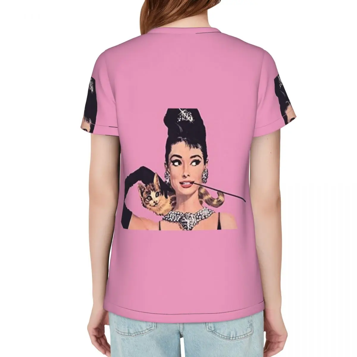 Audrey Hepburn T-Shirt Women Short Sleeve T Shirts Crew Neck Clothing Cotton Summer Tees Streetwear