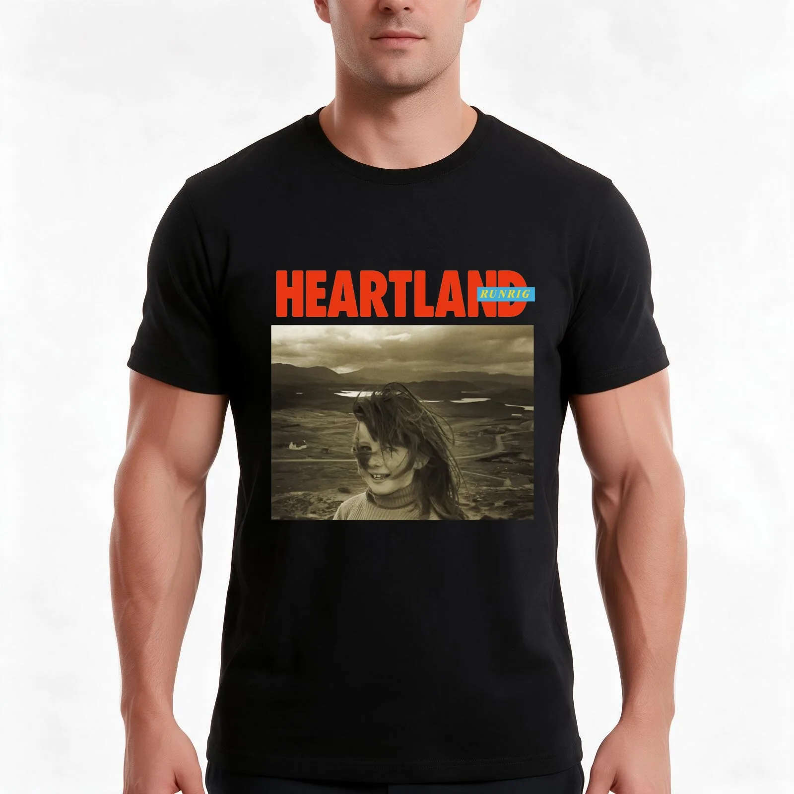 Heartland runrig T-Shirt, Summer Casual Cotton Tee, Oversized Streetwear Tops, Vintage Graphic Print, Loose Fit Short Sleeve