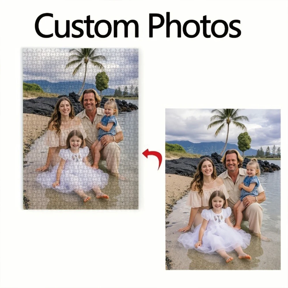 35/300/500/1066pcs Personalized Custom Photo Puzzle Family Travel Photos DIY Handmade Puzzles Photo Wall Art