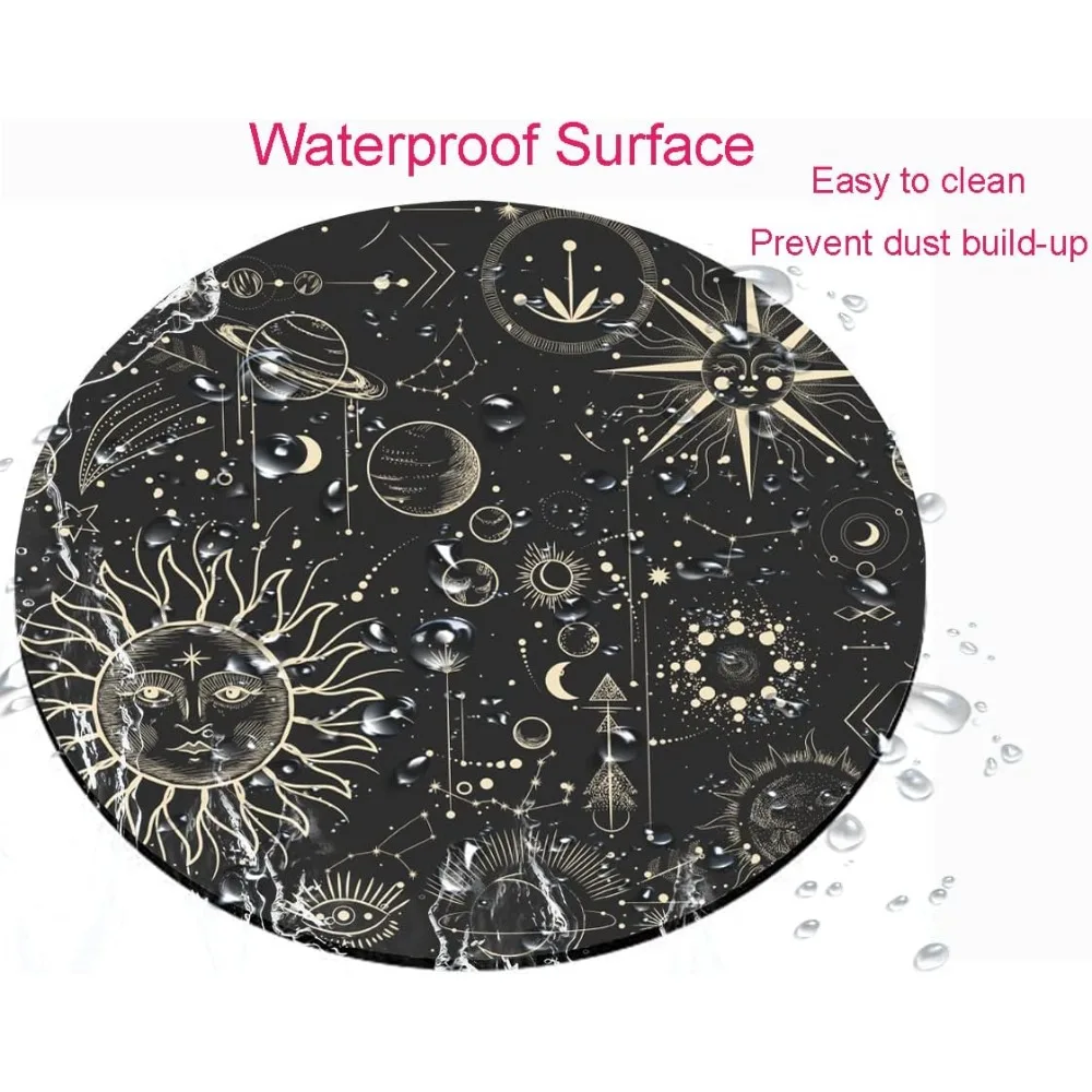 Round Mousepad Pattern Sun Moon MousePad Washable Gaming Mousepads Non-Slip Rubber Base Computer Small Mouse Pads Wireless Mouse