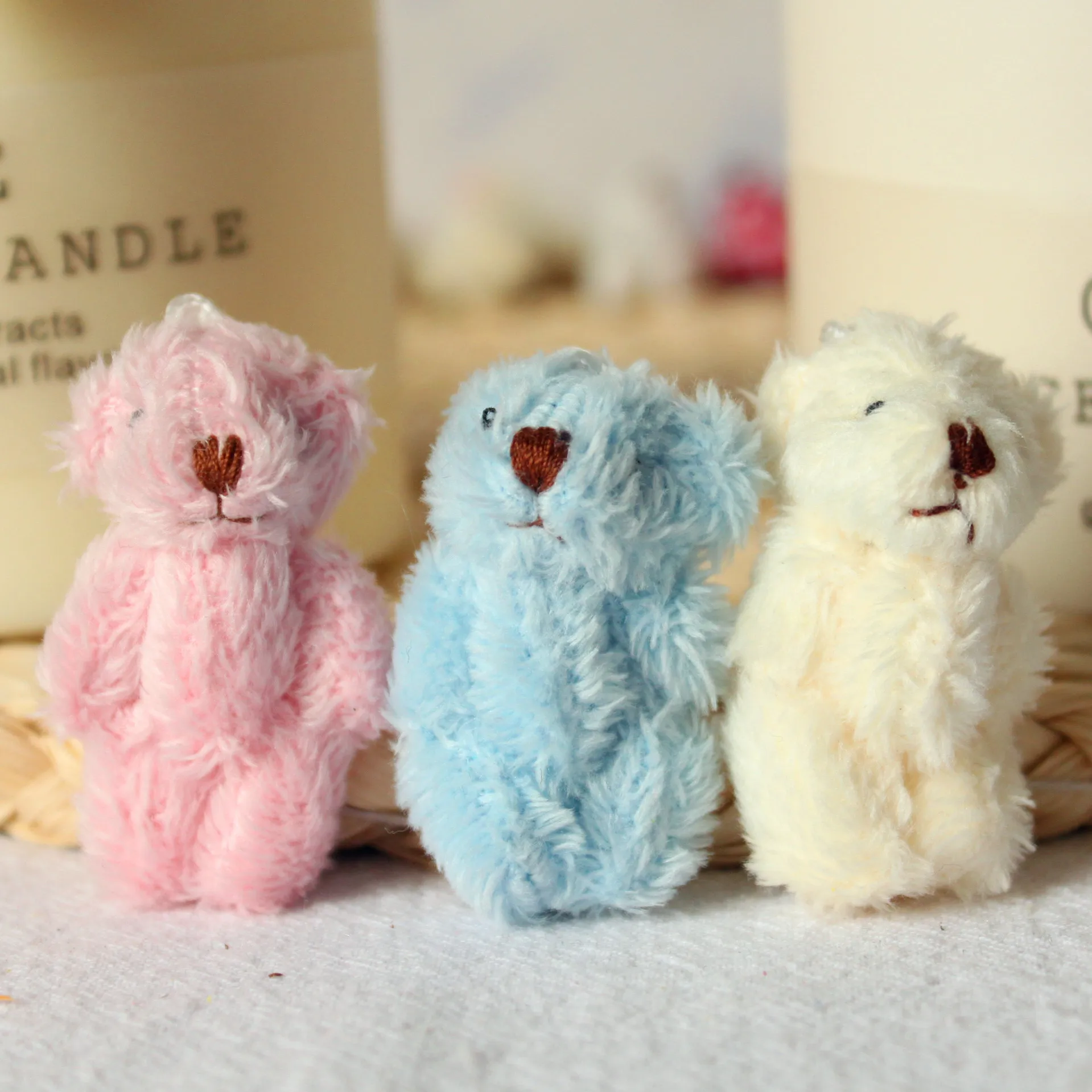 5Pcs Mini Teddy Bears Plush Toys 4cm Small Bear Joint Stuffed Toy 4 Joint Movable Animal Plush Doll DIY Pendant Christmas Gift