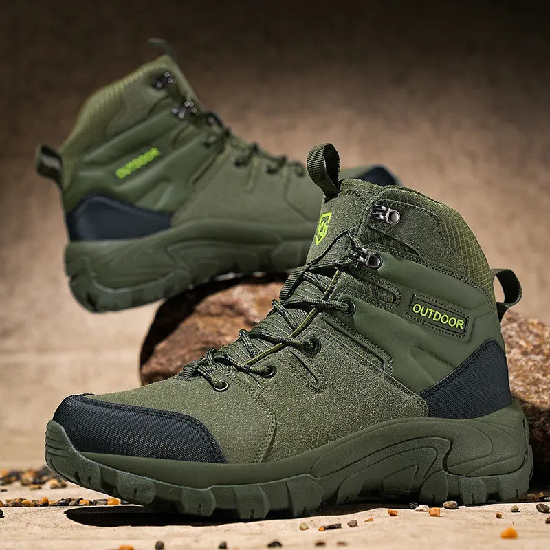 

New Fashion Green Men's Hiking Boots Big Size 48 Waterproof Outdoor Boots Men High-top Walking Shoes Zapatillas Trekking Hombre