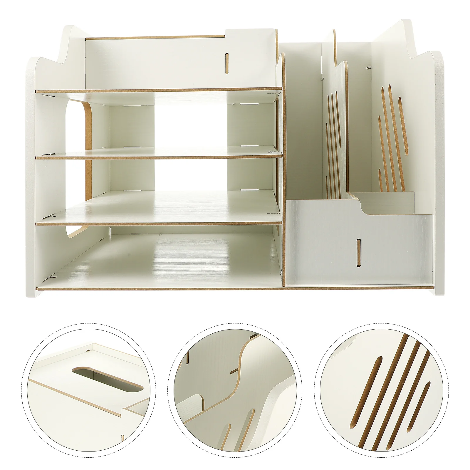 Desktop File Organizer Multi-Layer Modern Desk Storage Box with Lock Drawer Office Supply Organizer for Office Students Teachers