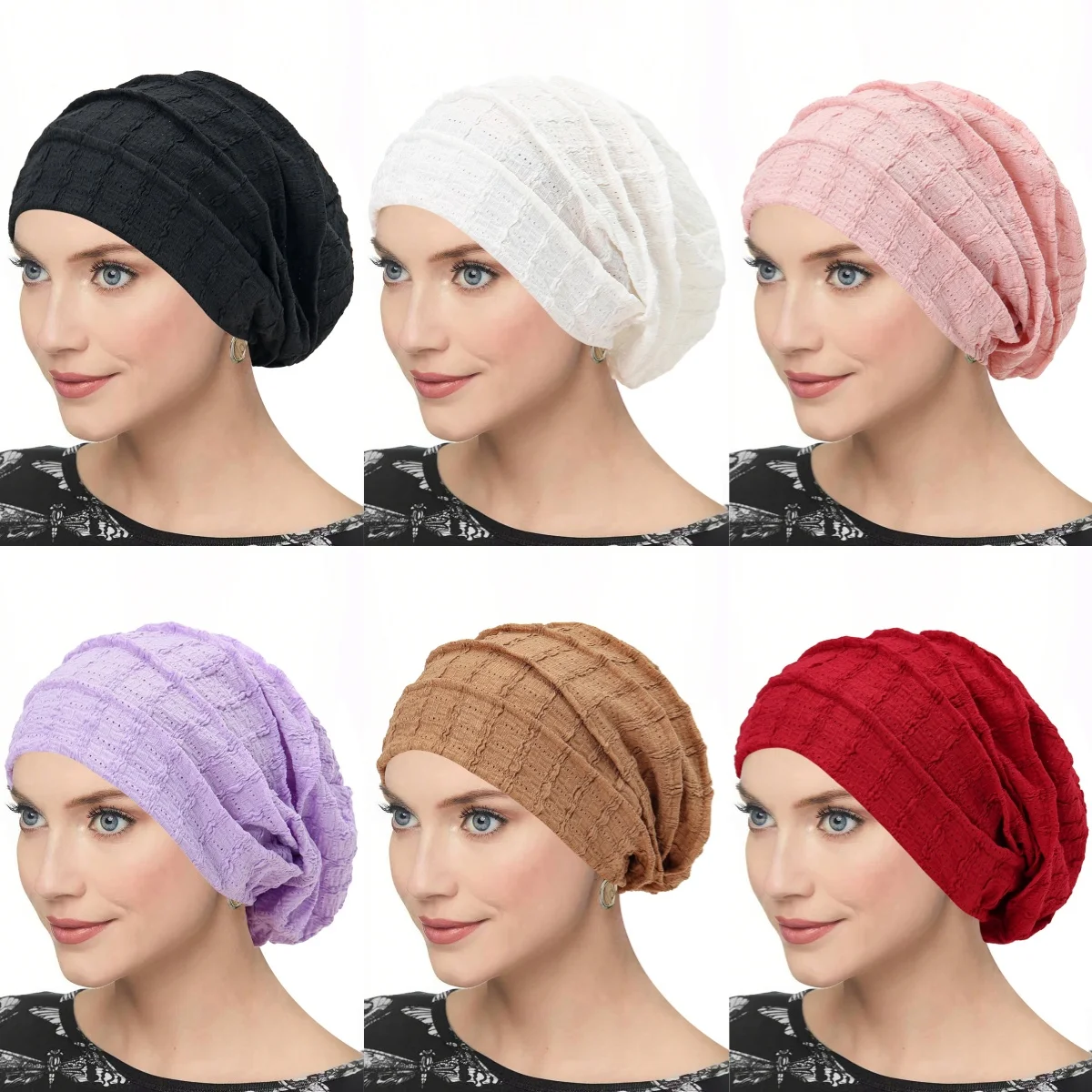 Nowa damska miękka elastyczna czapka beanie, czapka chemo, jednolita czapka typu bonnet, wewnętrzne hidżaby, czapka muzułmańska, chusta na głowę, turban damski.