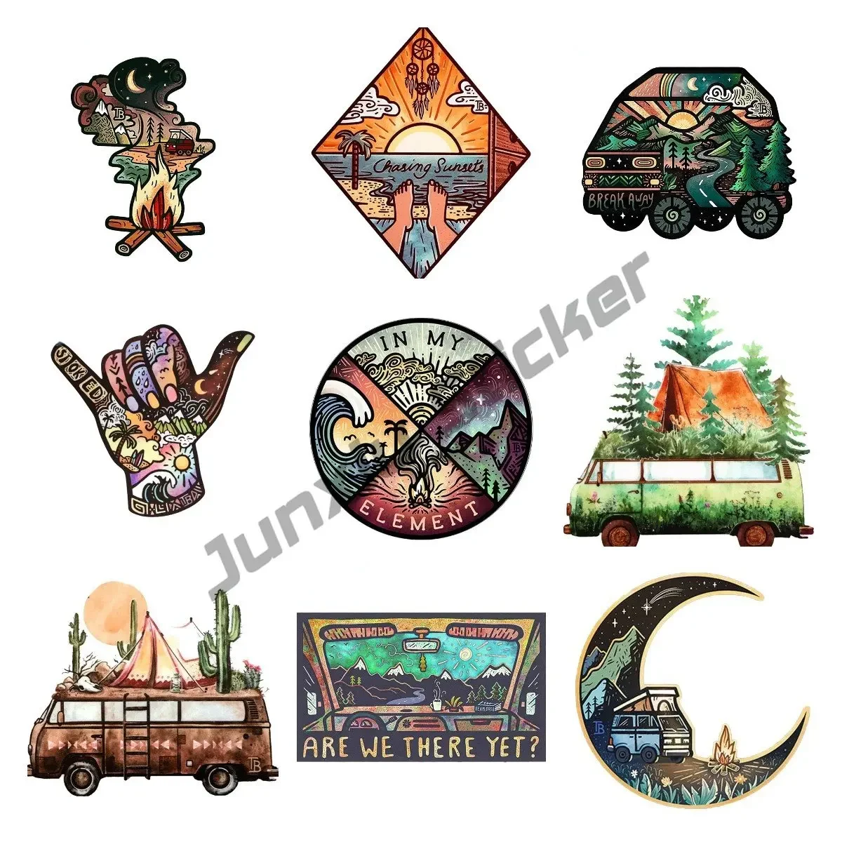 

Car Stickers Night Expedition Campfire Vinyl Decal Bumper Adventure Outdoor Trucks Motorcycle Laptop Accessories