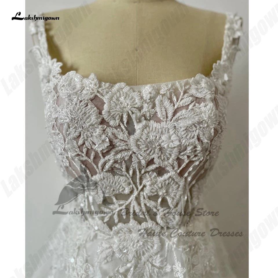 Lakshmigown-vestidos de casamento princesa, apliques de renda, vestidos de noiva vintage, decote quadrado, 2023