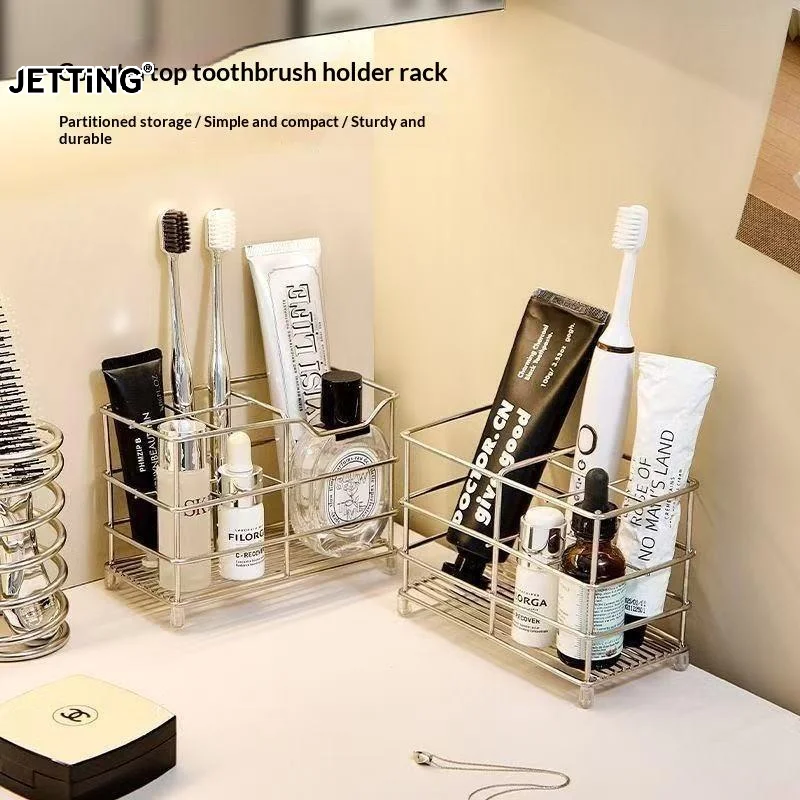 5-Slot Stainless Steel Toothbrush Holder - Space-Saving Freestanding Design, No Installation Required, Ideal For Bathrooms