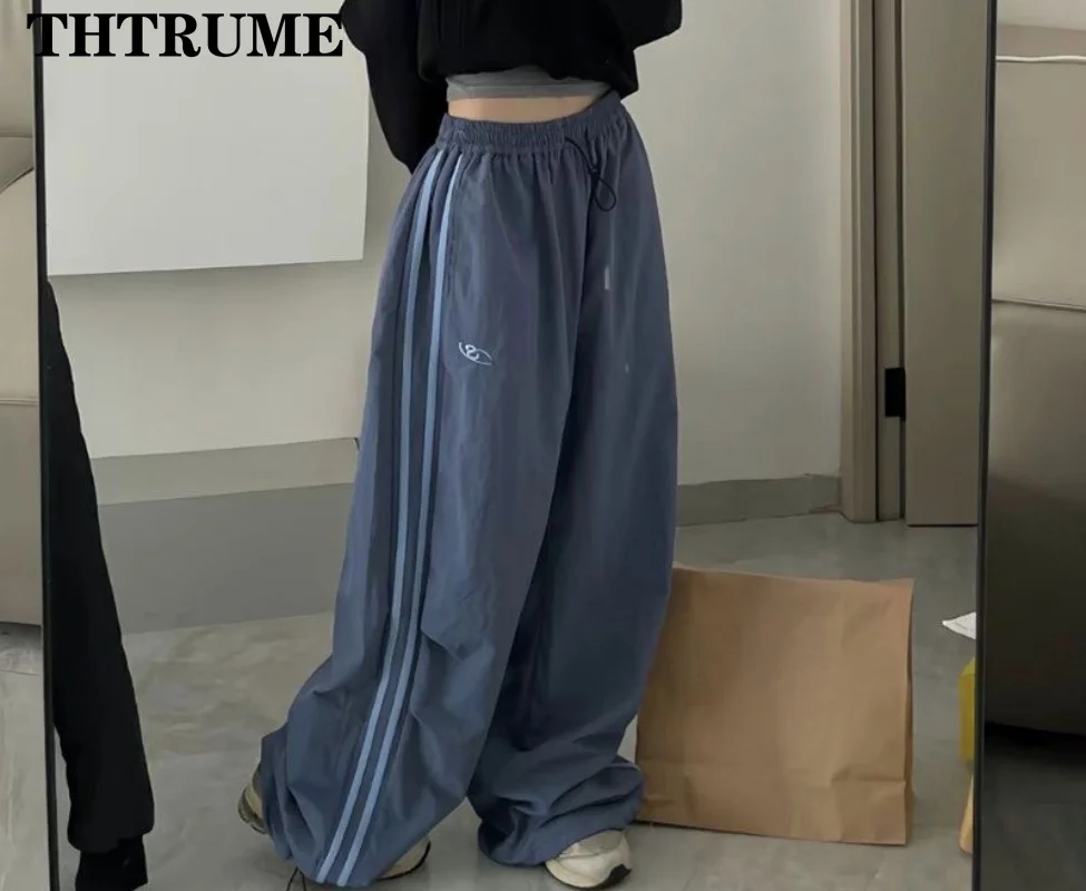 Y2K Vintage Frauen Lose Hosen Übergroßen Hip Hop Kordelzug Tasche Mode Chic Cargo Pant Casual Büro Dame Baggy Neue Hosen – Detail 9