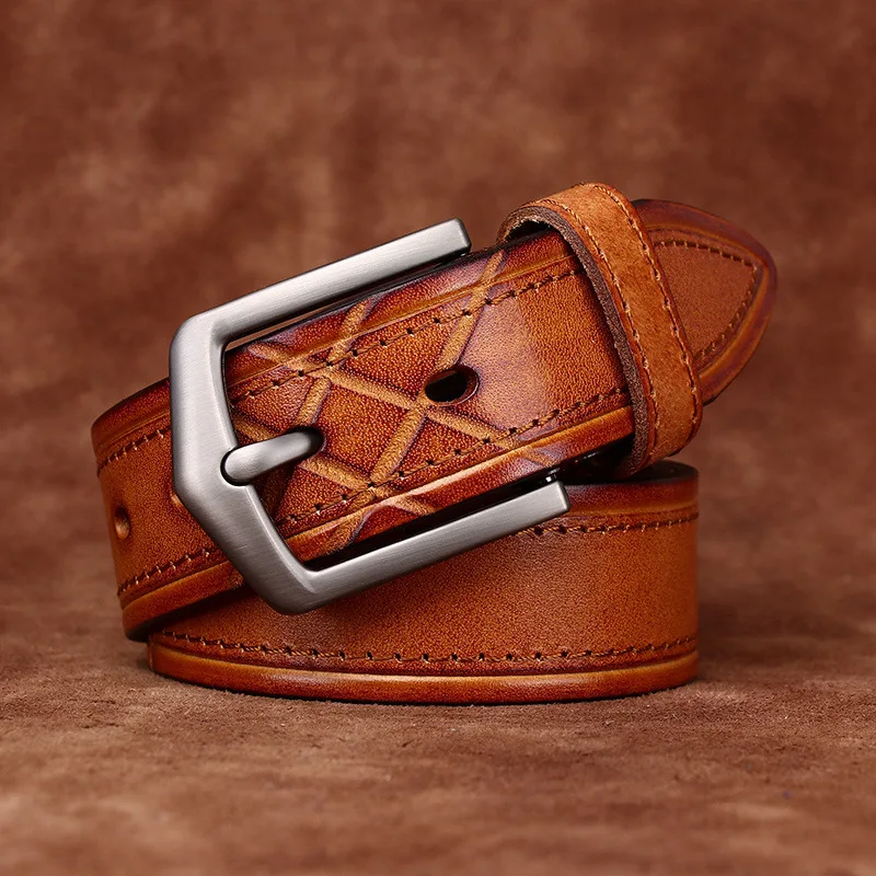 

Men's Fashion Top Layer Cowhide Leather Belt Pin Buckle Casual Jeans Belt