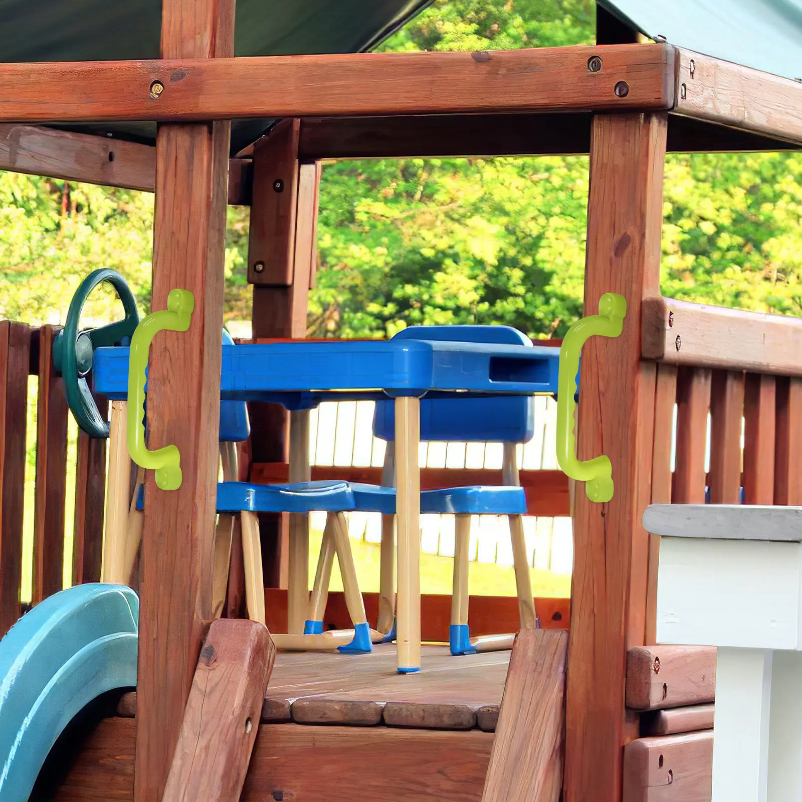 1 Paar solide Sicherheitsgriffe, rutschfest, ergonomisches Design, Schaukelzubehör für Kinder, Spielplatzgeräte für den Außenbereich, zufällige Farbe