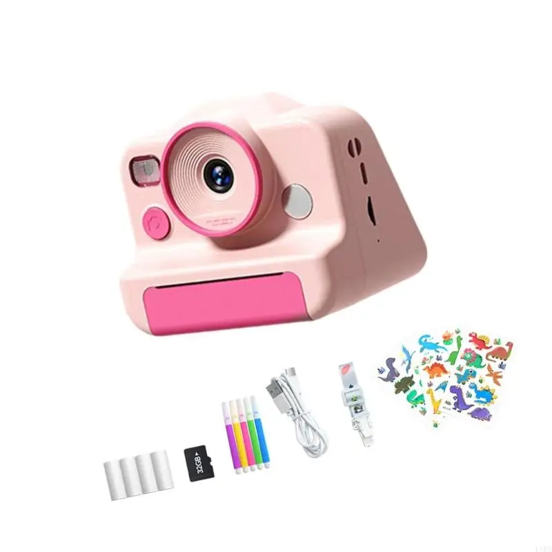 Imprima juguete cámara instantáneamente para niños Fotos 48MP 1080p Videos con tarjeta 32 L8RB