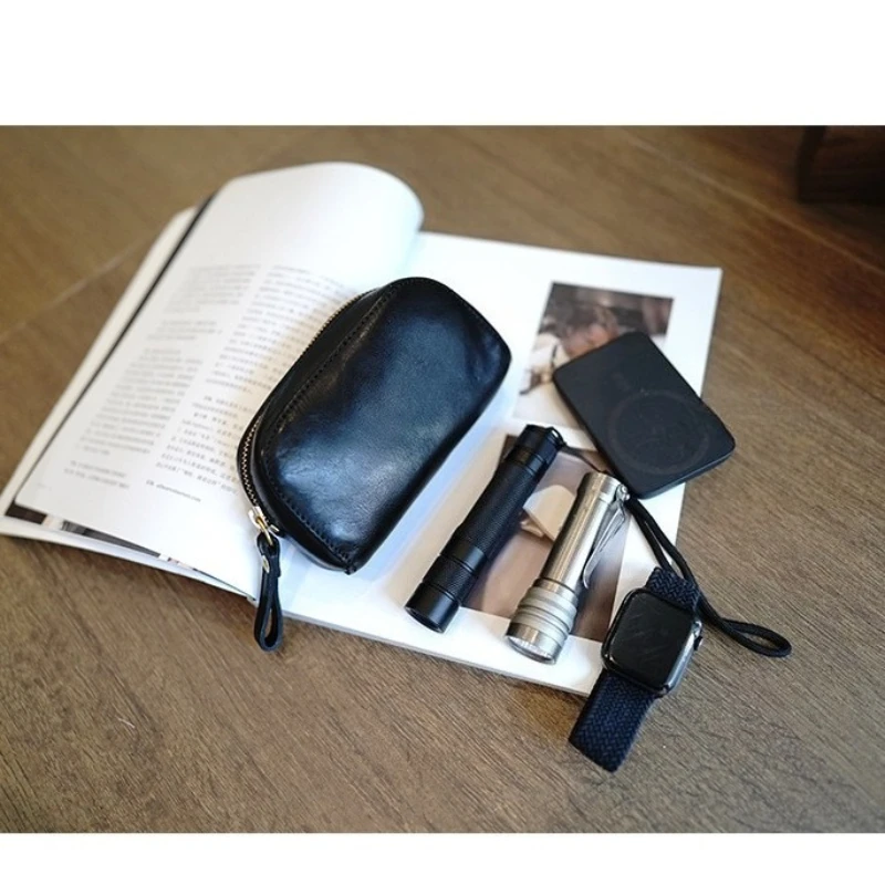 Fashionable Retro Handbag, Portable Coin Purse, Headphones, Small Items, Leather Texture Storage Bag