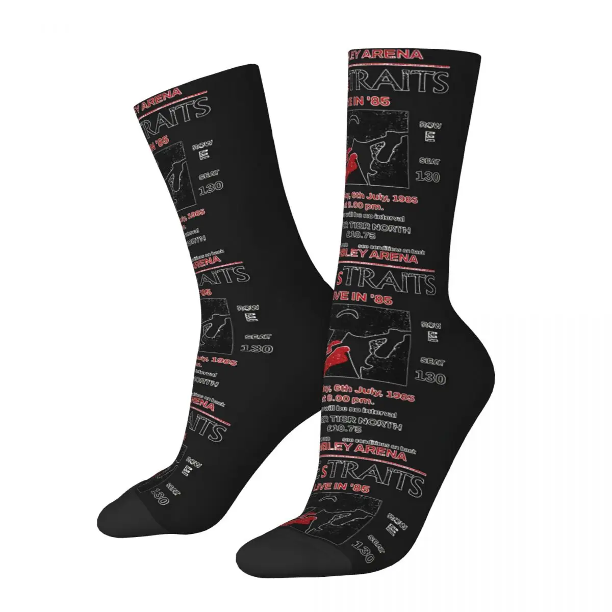 

Vintage Concert Sock for Men Hip Hop Harajuku Dire Straits Happy Quality Pattern Printed Boys Crew Sock Novelty Gift