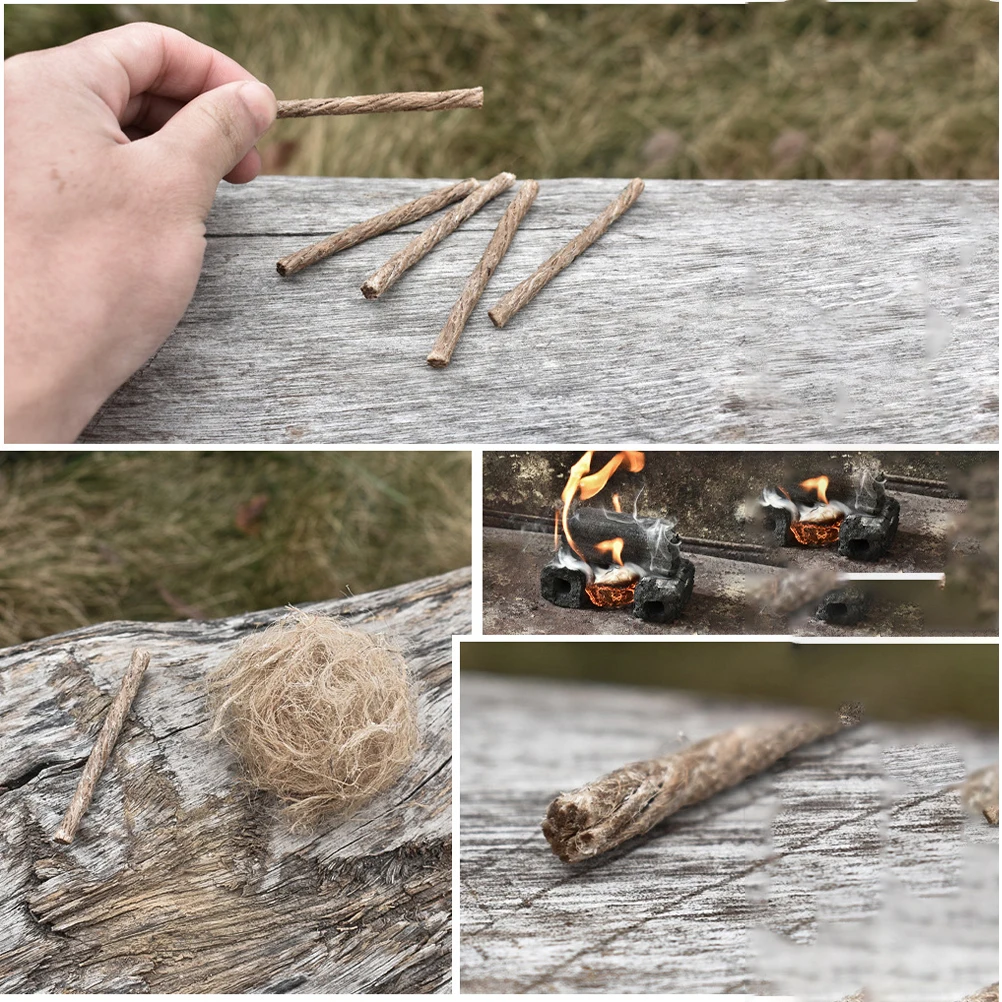 

20pcs Wax Hemp Rope Windproof Fire Rope For Outdoor Barbecue Picnic Fireplace Portable Cord Camping Compact Easy Carry