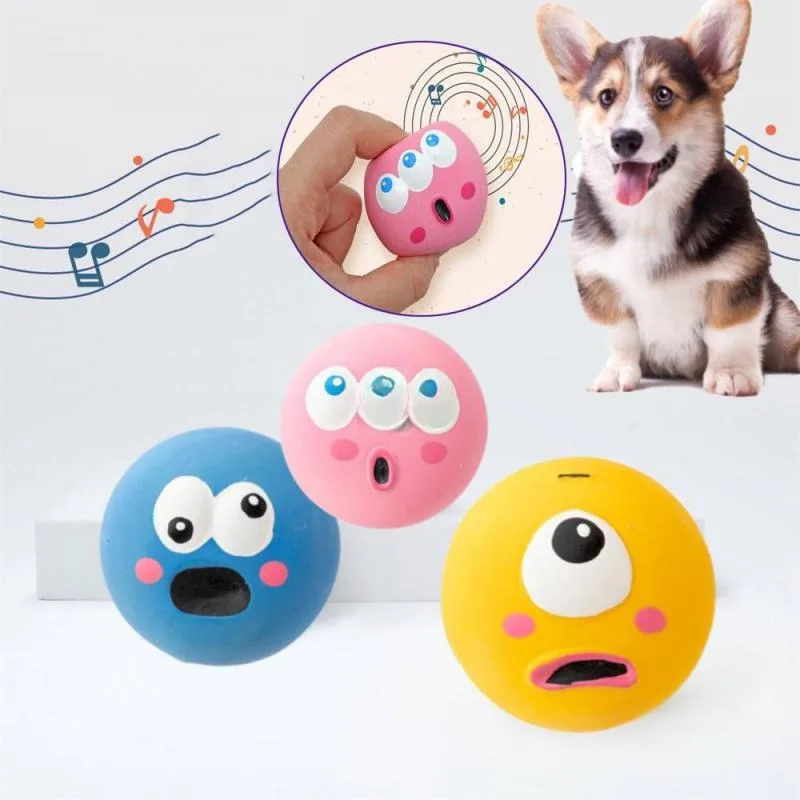 Puppy Toy Ball Cute Cartoon Big Eyeball Squeaking Sound Rubber Balls Dog Making…