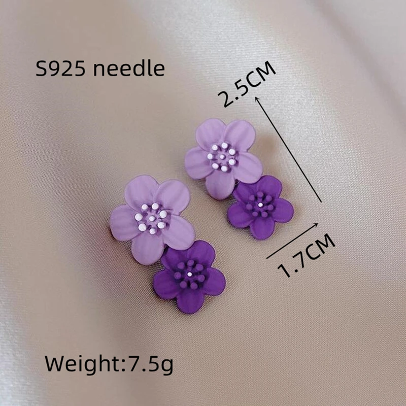 Simple Coffee Flower Drop Dangle Earrings for Women New Korean Fashion Jewelry Wedding Party Girl Elegant Jewelry Accessories