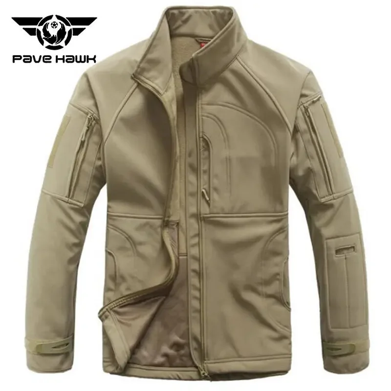 

Outdoor Hunting Tactical Jacket Men Multi-pocket Softshell Waterproof Windproof Fleece Coat Hiking Climbing Chaqueta