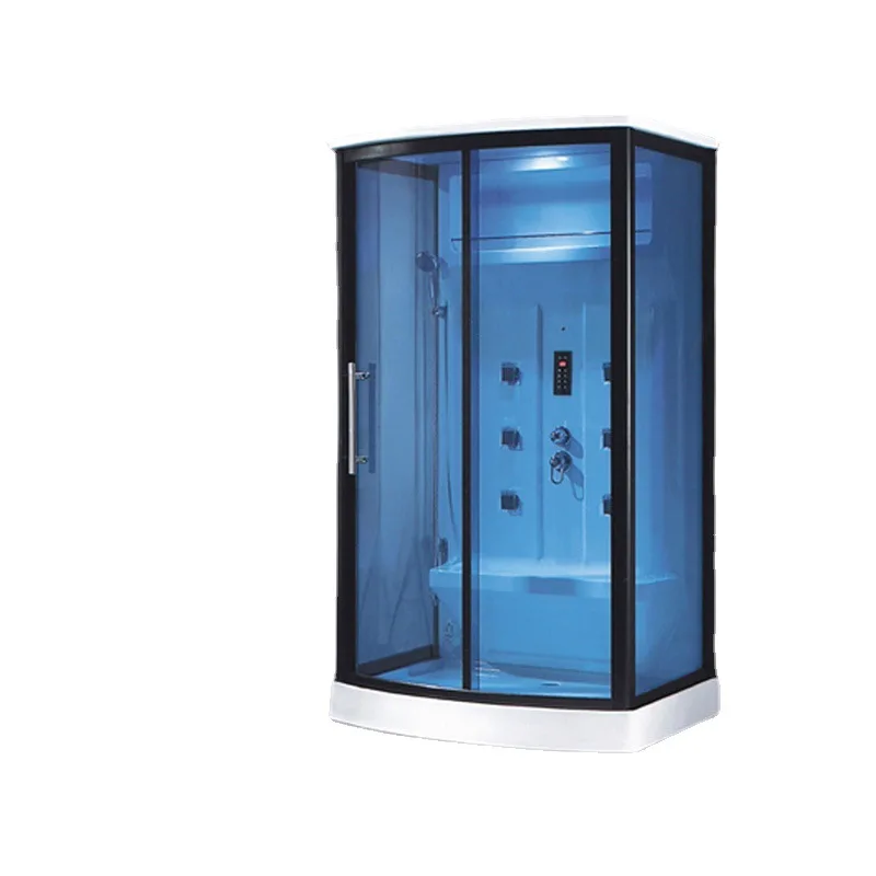 

Acrylic back bench, steam room with bottom basin, closed bathroom glass
