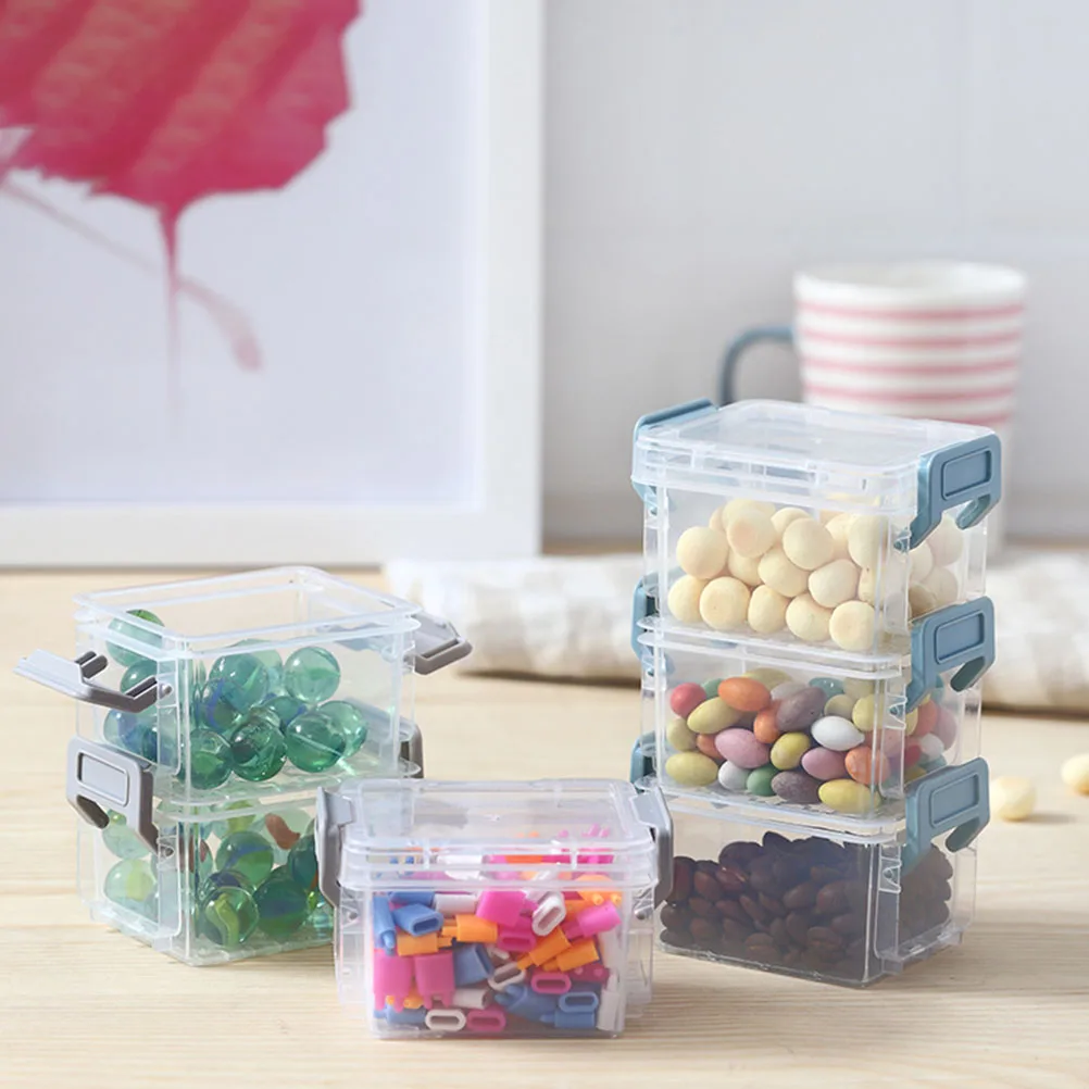 

4 Pcs Clear Storage Boxes Stackable Desktop ganizers Jewelry Makeup Container Bins for Small Items Household Office Plastic Box