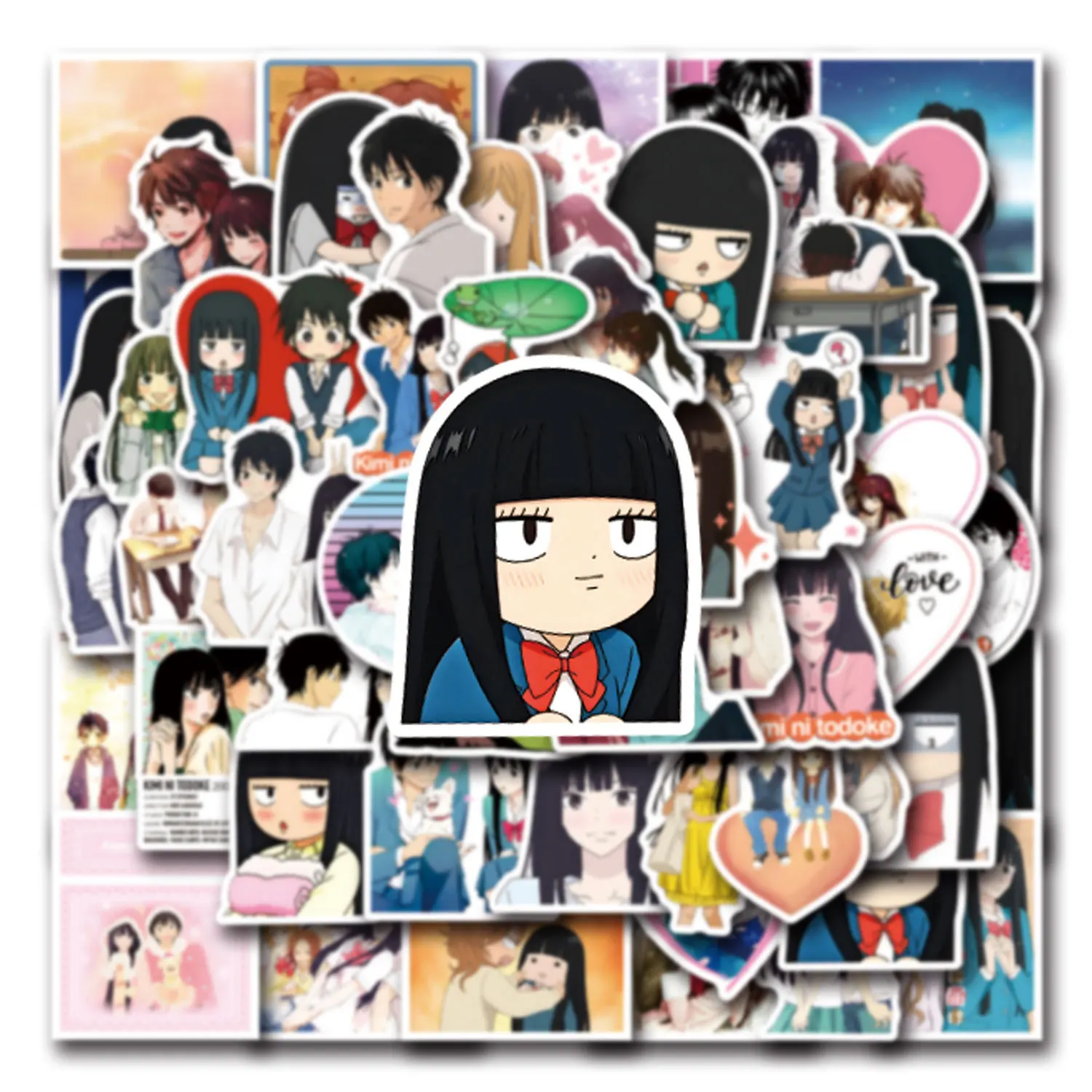 Cute Cartoon Anime Kimi Ni Todoke Graffiti Adesivos, Brinquedo decalque à prova d'água, Decoração Laptop, Tablet, Guitarra, Bagagem, 10 Pcs, 30 Pcs, 55Pcs