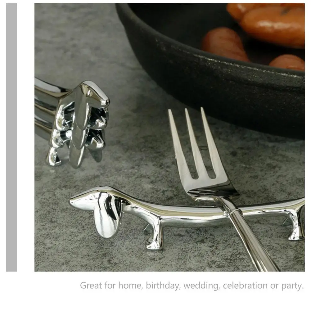 

6pcs Metal Puppy Chopstick Holder Zinc Alloy Kitchen Accessory Black Forks Spoon Rest Cutlery ganizer Dining Table Decorative