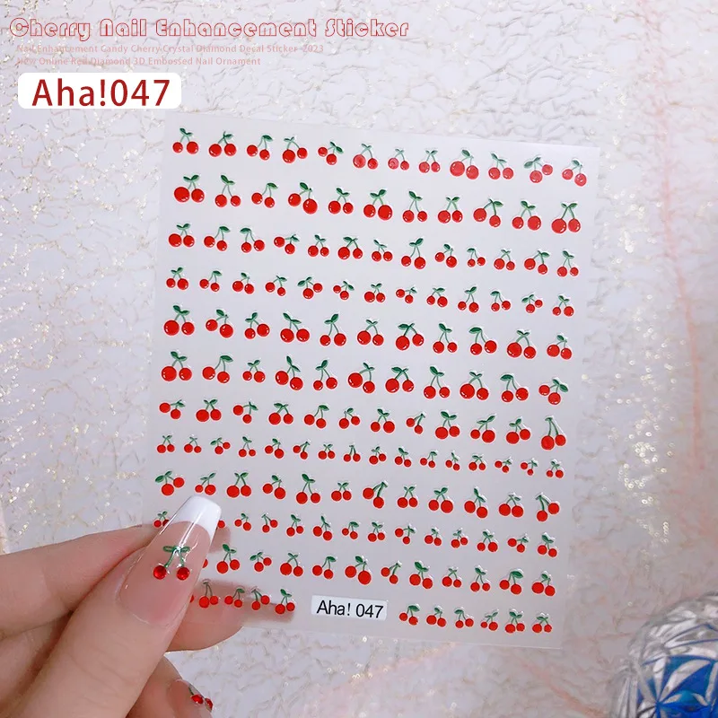 1Pc 3d Cherry Nail Art Stickers Zomer Fruit Zelfklevende Stickers Voor Nagels Diy Nail Art Decoratie Slider Stickers Accessoires