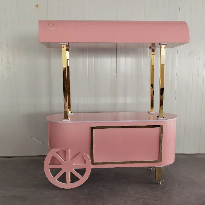 Baby Shower Party Dessert Cart Pink Acrylic Candy Cart Wedding Decoration Led Candy Cart With Wheels For Party Used