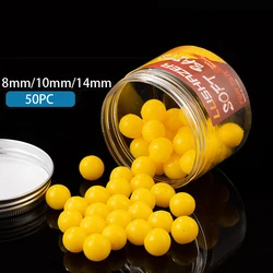 50pcs/bottle Corn Carp Floating Soft Fishing Lures 8 10 14mm Artificial Smell Round Baits Buoyancy Ball TPR Lure Chub Swimbait