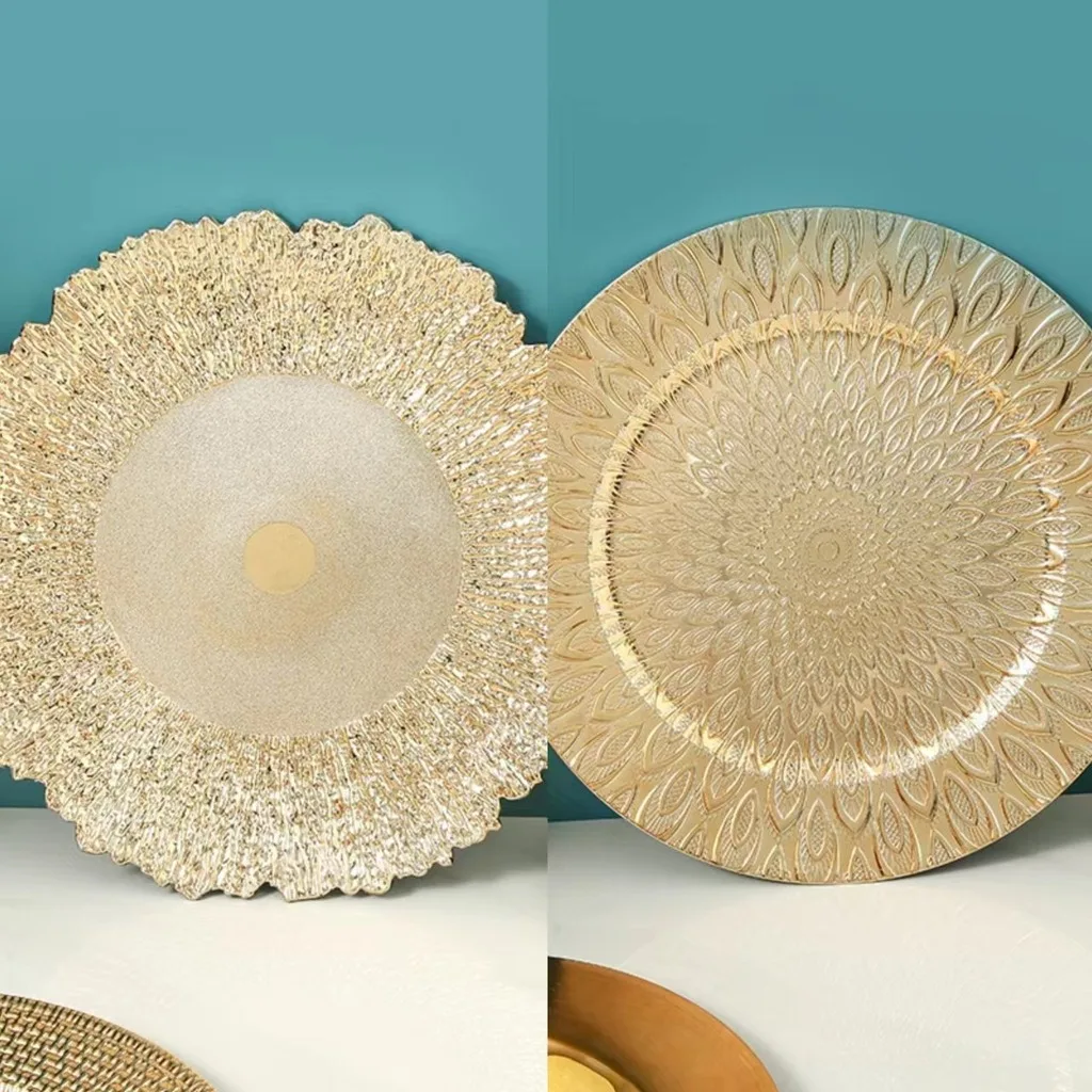 Golden Plate Non-Slip Fruit Serving Platter Serving Platter Golden Decorative Plate For Living Room Small Item Storage Home