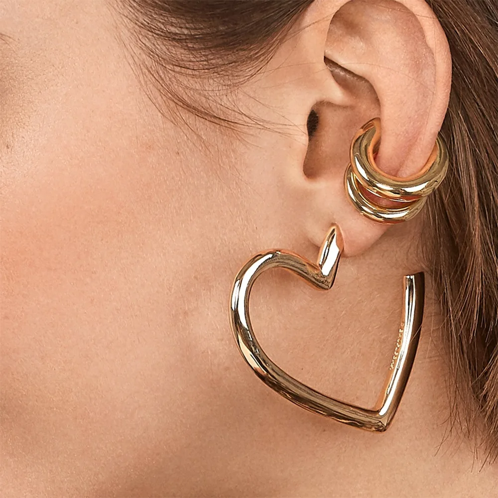 Unique Fake Piercing Metal Ear Clips Asymmetry Round Cartilage Ear Clip for Women Fashion Jewellery Christmas Gift