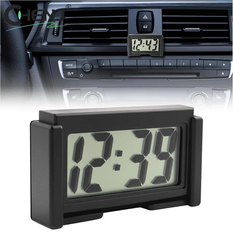 [J]Mini Digital Clock Large Screen Car Dashboard Electronic Clock Self-adhesive Mini Clock Car Clock For Truck Dashboard