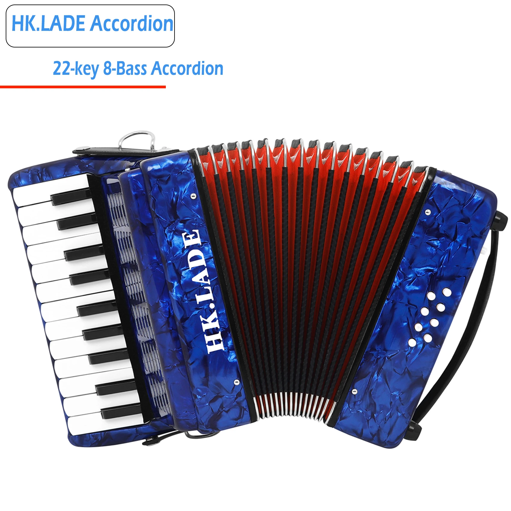 

HK.LADE Accordion 22 Keys 48 Bass Keyboard Professional Accordion with Bag Strap Accordion Bag High Quality Music Instruments